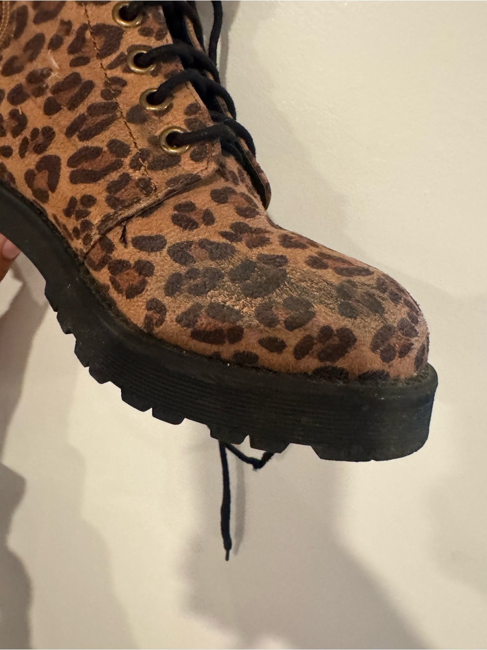 MIA Leopard Print Lace-Up Combat Boots Brown Black Size 7 - Picture 6 of 11
